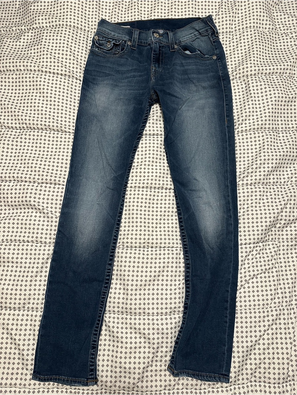 True Religion 32x34 Rocco Relaxed Skinny Flap Pocket Jeans